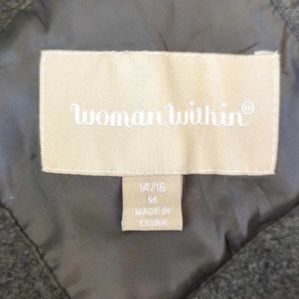 Woman Within Fleece Lined Hooded Jacket MEDIUM 14/16 Tan FLAW Discoloration